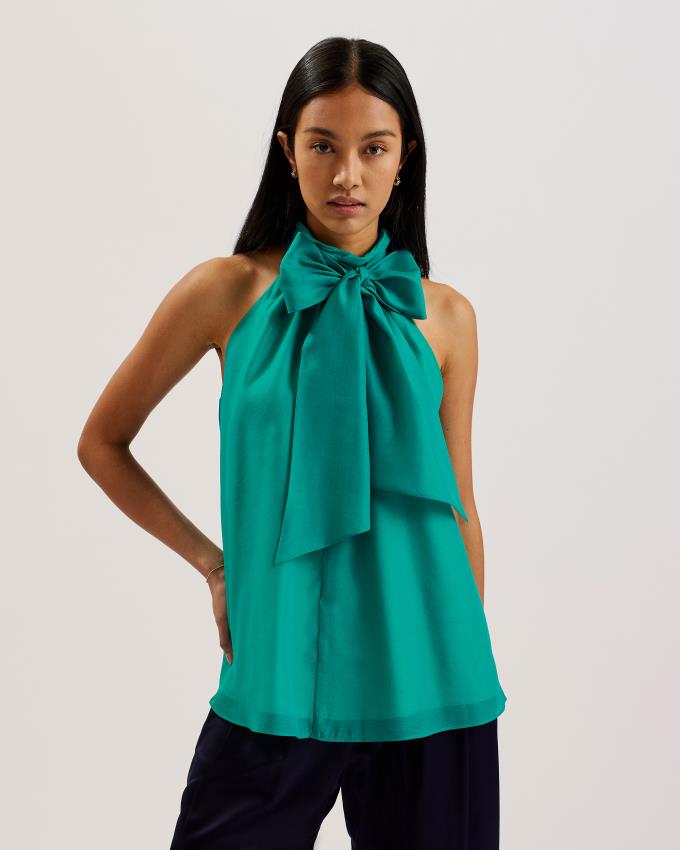 Hauts Ted Baker Tie Neck Sleeveless Trapeze Vert Clair Femme | EZW-42720567